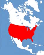 world map showing location of America