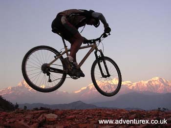 mountain biking in the Himalayas